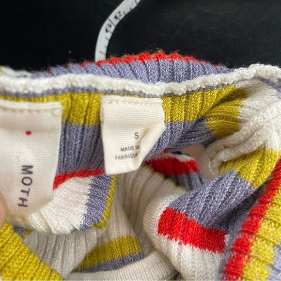 Moth Linen Blend Sleeveless High Neck Sweater Striped Size Small ANTHRO - Picture 6 of 7